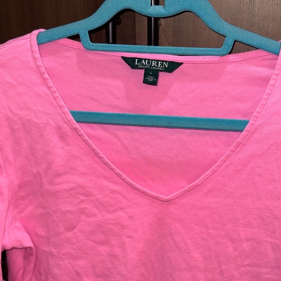 Ralph Lauren Bright Pink V-Neck Short Sleeve Top - Picture 2 of 9